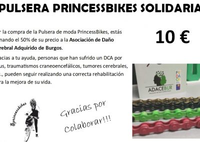 Pulsera solidaria Princessbikes a favor de ADACEBUR